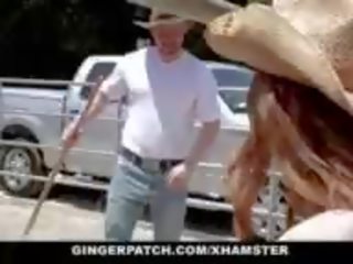 Gingerpatch - джинджифил в каубой ботуши получава килнат: възрастен видео df